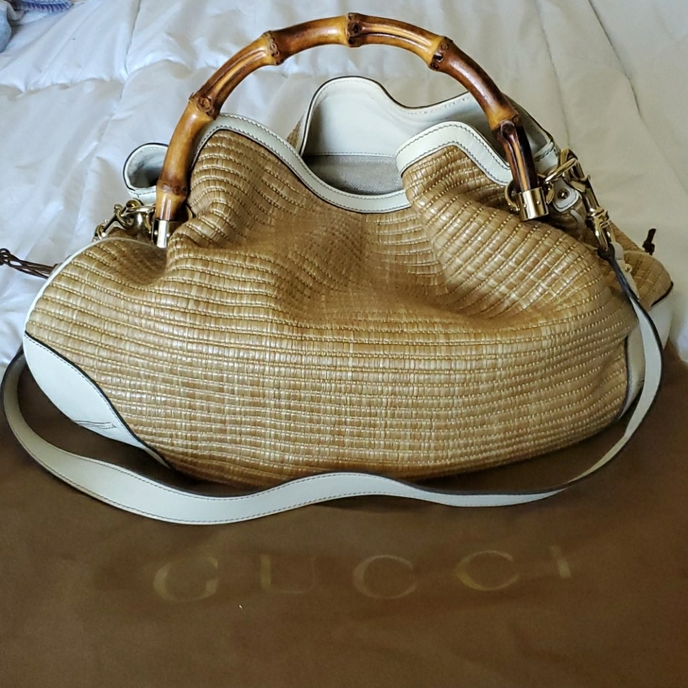 Authentic Gucci Peggy Bamboo straw bag